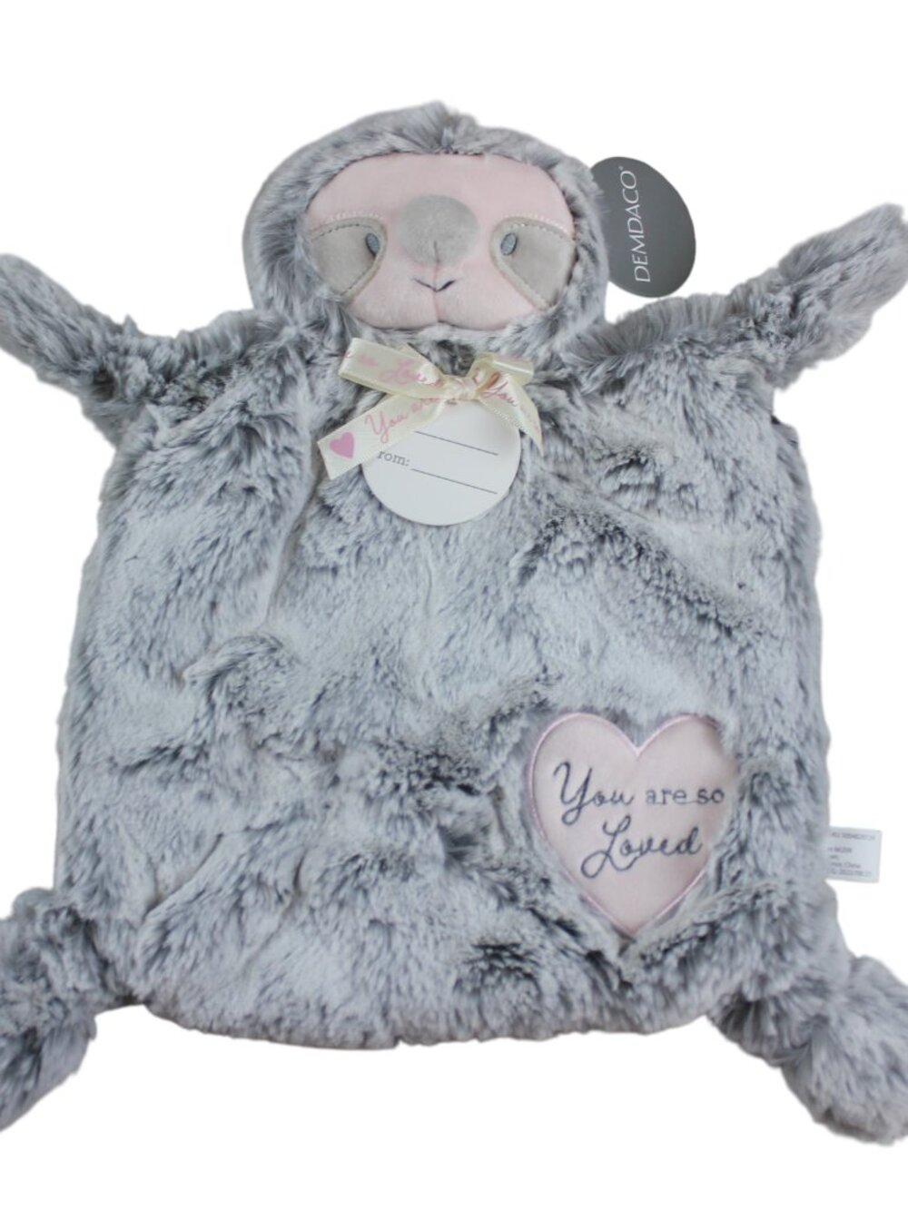 Demdaco Sloth You are So Loved Security Blanket Lovey Baby Rattle Plush Pink NWT